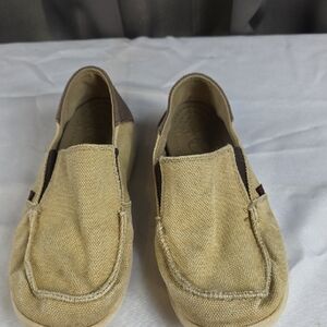 CROCS Boy's Tan/Brown Slip-On Loafers Comfortable Casual  Shoes SZ J5 GUC